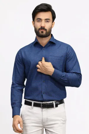 Blue Gingham Check Formal Shirt
