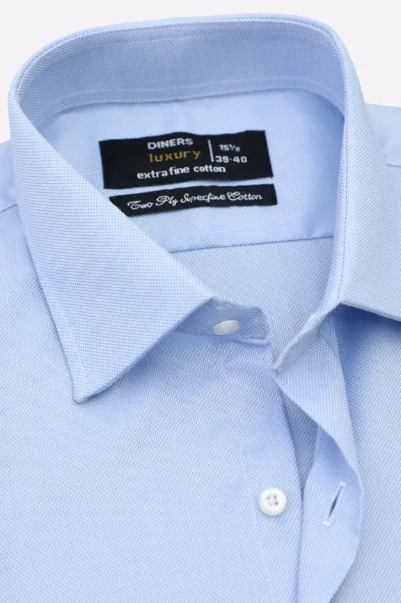 Blue Self Pique Formal Shirt