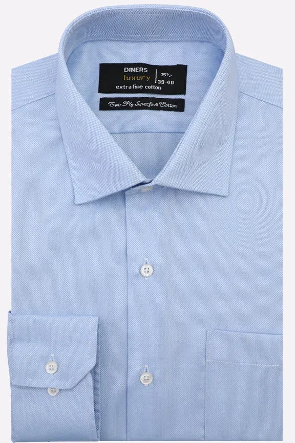 Blue Self Pique Formal Shirt