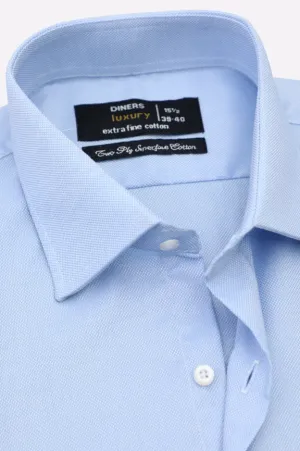 Blue Self Pique Formal Shirt