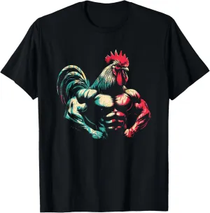 Bodybuilder Rooster - Funny Weightlifting Rooster Workout T-Shirt