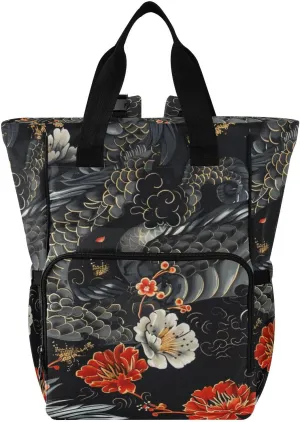 Bolaz Diaper Backpack for Moms,Multifunction Baby Nappy Changing Bags with Insulated Pockets-Black Dragon Print 4