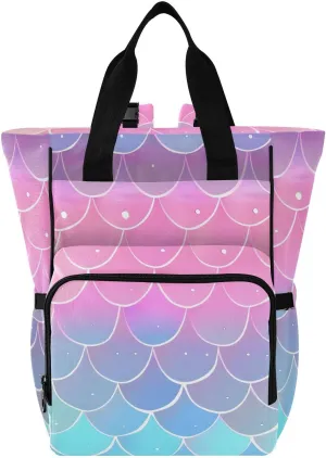 Bolaz Diaper Backpack for Moms,Multifunction Baby Nappy Changing Bags with Insulated Pockets-Fish Scales4
