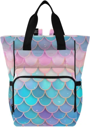 Bolaz Diaper Backpack for Moms,Multifunction Baby Nappy Changing Bags with Insulated Pockets-Fish Scales5