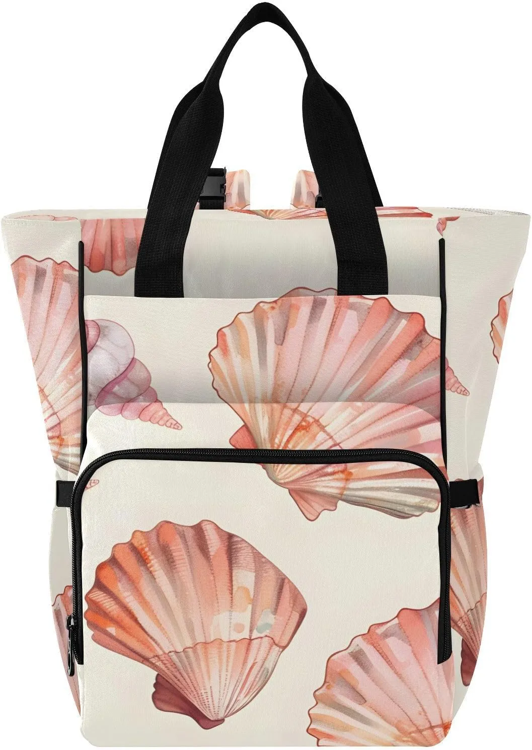 Bolaz Diaper Backpack for Moms,Multifunction Baby Nappy Changing Bags with Insulated Pockets-Sea Shell Pattern