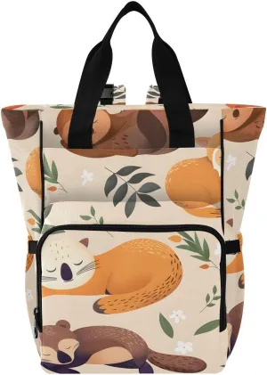 Bolaz Diaper Backpack for Moms,Multifunction Baby Nappy Changing Bags with Insulated Pockets-Wild Sleeping Animals