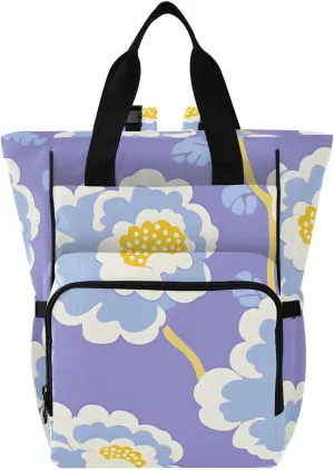 Bolaz Diaper Backpack for Moms,Multifunction Baby Nappy Changing Bags with Insulated Pockets,Blue White Floral Pattern