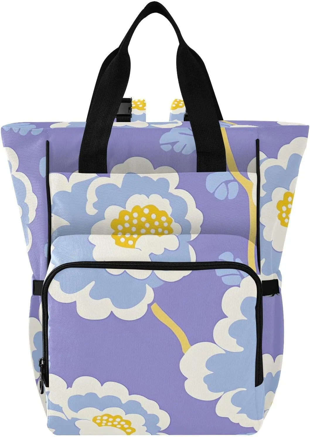 Bolaz Diaper Backpack for Moms,Multifunction Baby Nappy Changing Bags with Insulated Pockets,Blue White Floral Pattern