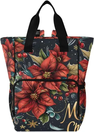 Bolaz Diaper Backpack for Moms,Multifunction Baby Nappy Changing Bags with Insulated Pockets,Red Flower Pattern