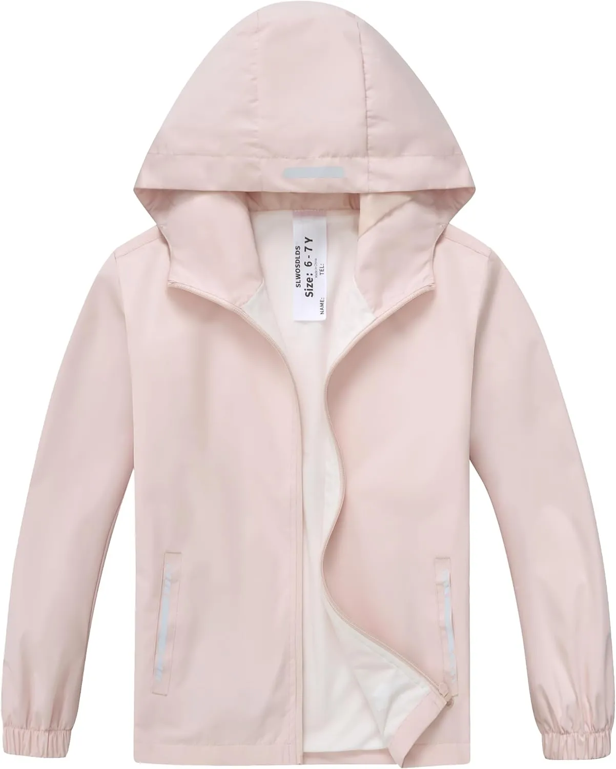 Boys Girls Waterproof Rain Jacket Lightweight soft lining Kids Windbreaker Hooded Coat Easy to Fold