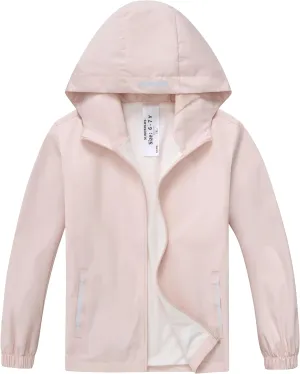Boys Girls Waterproof Rain Jacket Lightweight soft lining Kids Windbreaker Hooded Coat Easy to Fold