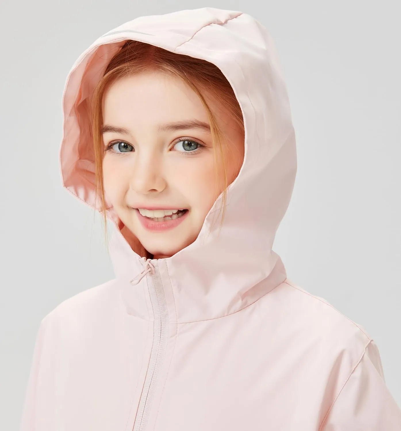 Boys Girls Waterproof Rain Jacket Lightweight soft lining Kids Windbreaker Hooded Coat Easy to Fold