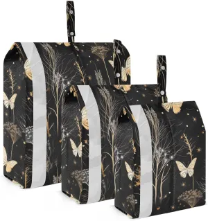 Butterflies Dandelions Black Packing Cubes for Travel 3 Set Compression Bags Luggage Bags for Easy Packing