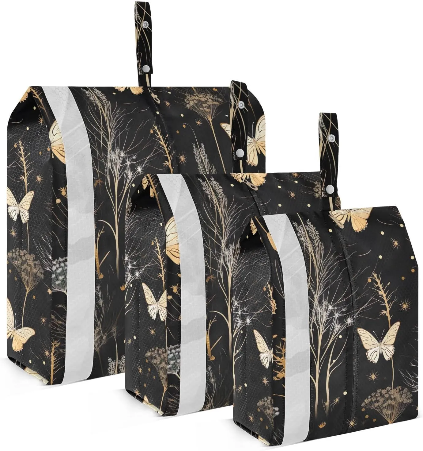 Butterflies Dandelions Black Packing Cubes for Travel 3 Set Compression Bags Luggage Bags for Easy Packing