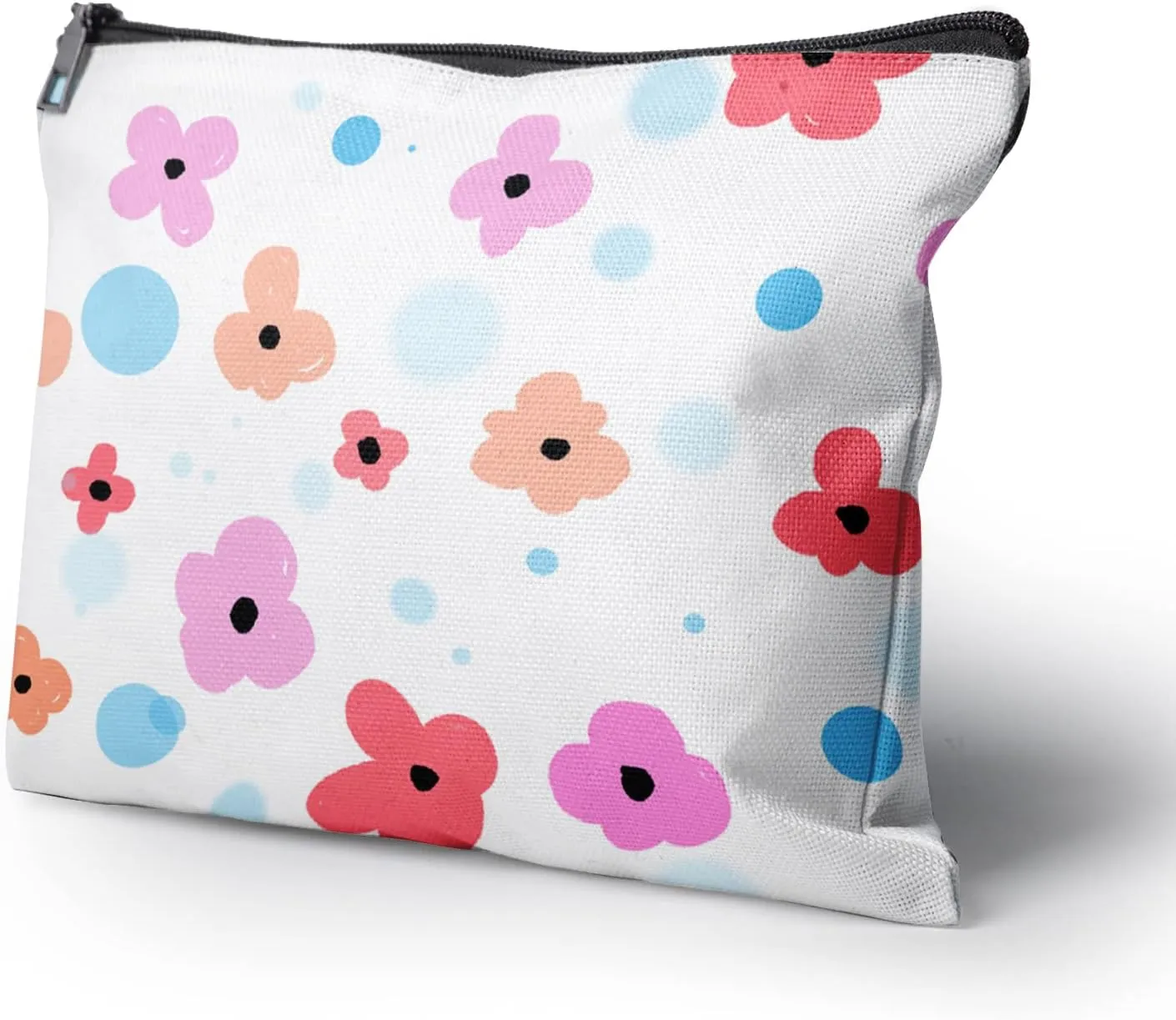Cafl Colorful Fresh Flowers Makeup Bag Cute Cosmetic Bag for Women,Large Makeup Bags Travel Toiletry Accessories Organizer