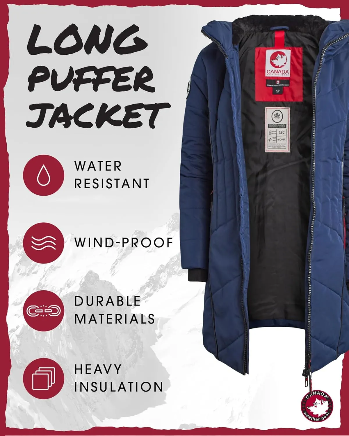 CANADA WEATHER GEAR Women's Puffer Jacket with Hood and Faux Fur Trim - Cozy Long Winter Coats for Women (S-XL)