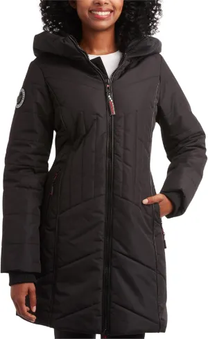 CANADA WEATHER GEAR Women's Puffer Jacket with Hood and Faux Fur Trim - Cozy Long Winter Coats for Women (S-XL)