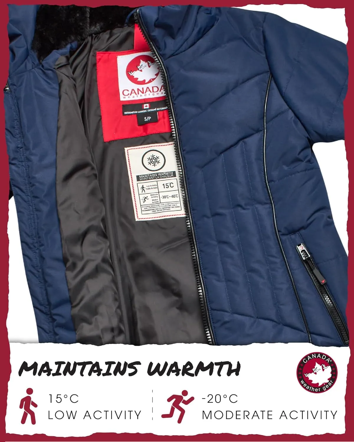 CANADA WEATHER GEAR Women's Puffer Jacket with Hood and Faux Fur Trim - Cozy Long Winter Coats for Women (S-XL)