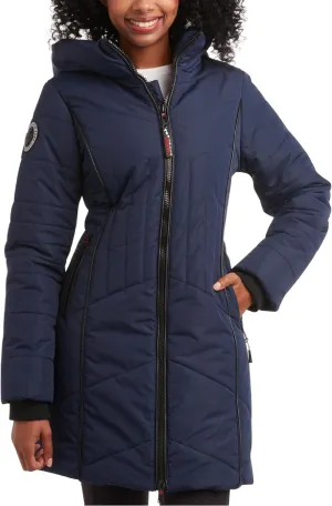 CANADA WEATHER GEAR Women's Puffer Jacket with Hood and Faux Fur Trim - Cozy Long Winter Coats for Women (S-XL)