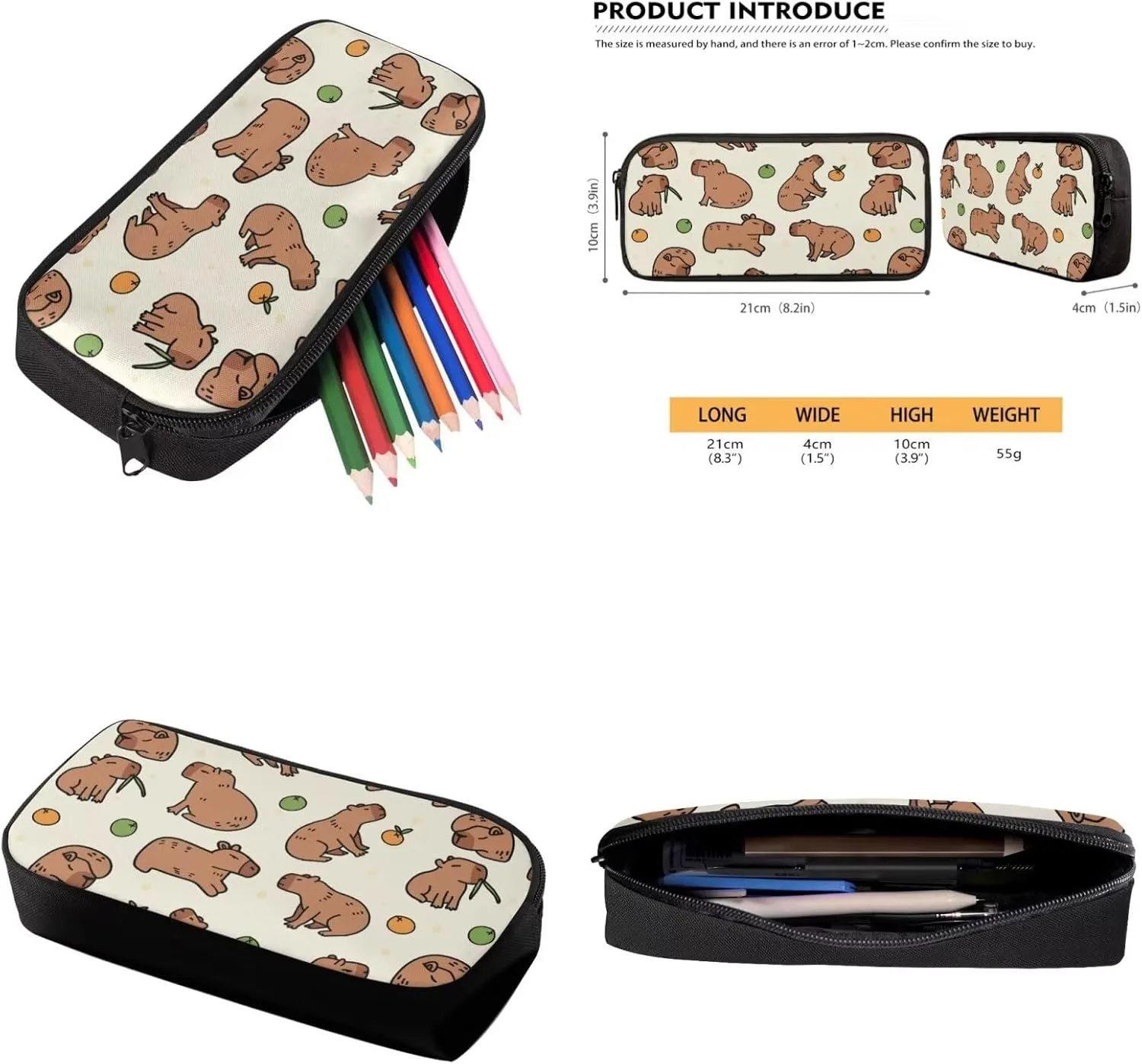 Capybara Girls Backpack and Lunch Box Set Kindergarten 3 Pcs Cute Small Diaper Backpack for Toddlers Cooler Lunch Bag Insulated Keep Food Fresh for Camping