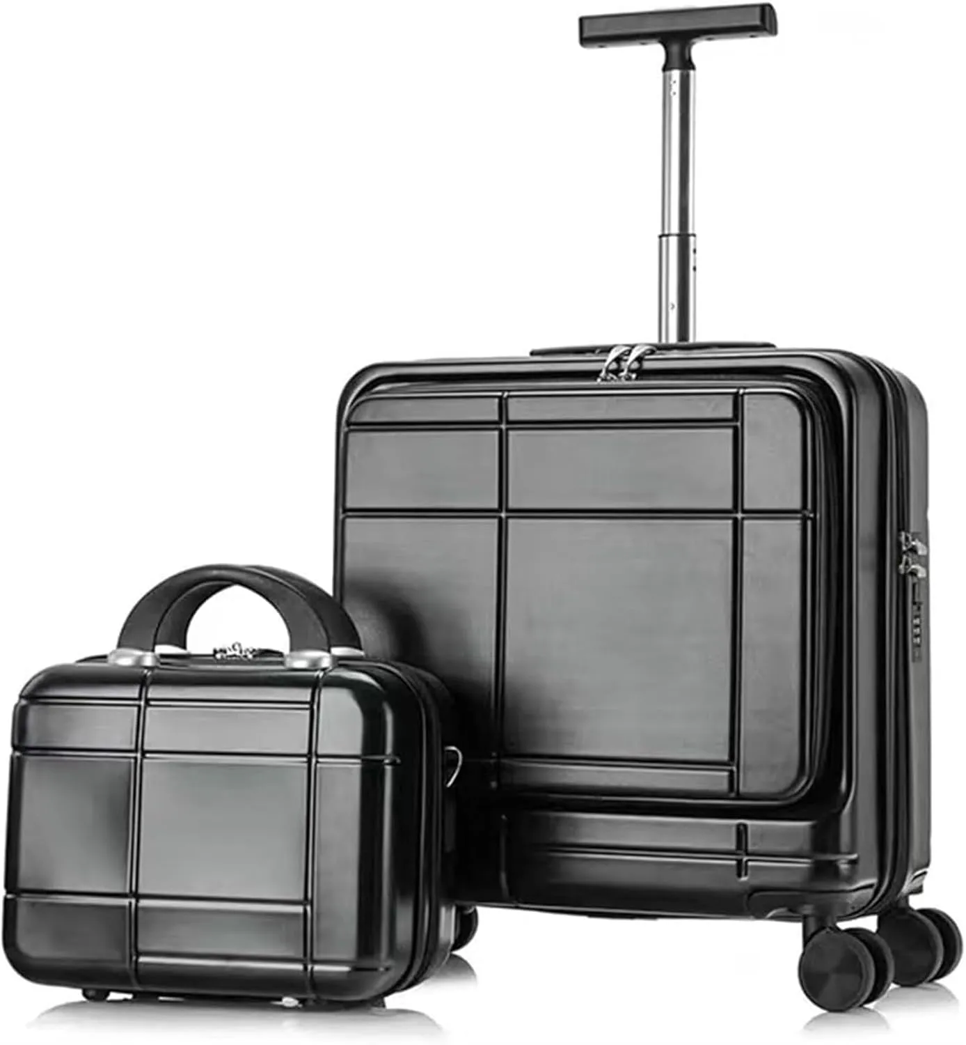 Carry-on Suitcase Luggage 2 Piece Sets Spinner 18inch Suitcase,With Telescopic Handle, 14-inch Cosmetic Case Carry-on Suitcases Carry On Luggages (Color : Black, Size : 14 18in)
