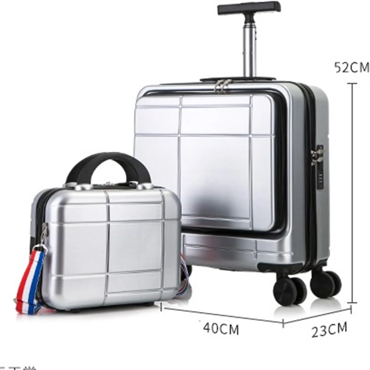 Carry-on Suitcase Luggage 2 Piece Sets Spinner 18inch Suitcase,With Telescopic Handle, 14-inch Cosmetic Case Carry-on Suitcases Carry On Luggages (Color : Black, Size : 14 18in)