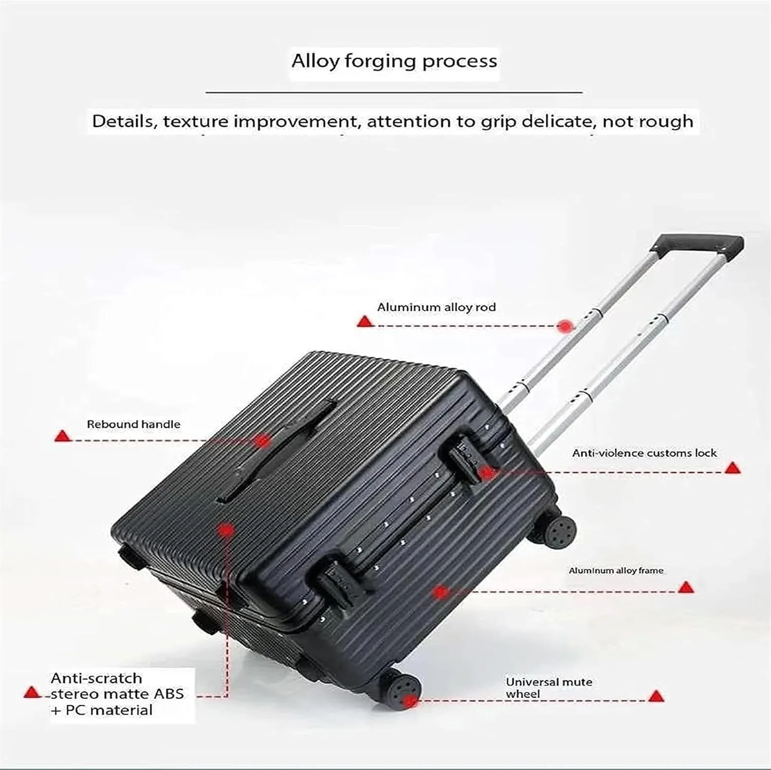 Carry-on Suitcase Luggage Carry On Luggage 20inch Wide Handle Suitcase,Hardshell With Aluminum Frame,Spinner Wheels Carry-on Suitcases Carry On Luggages (Color : Pink, Size : 20inch)
