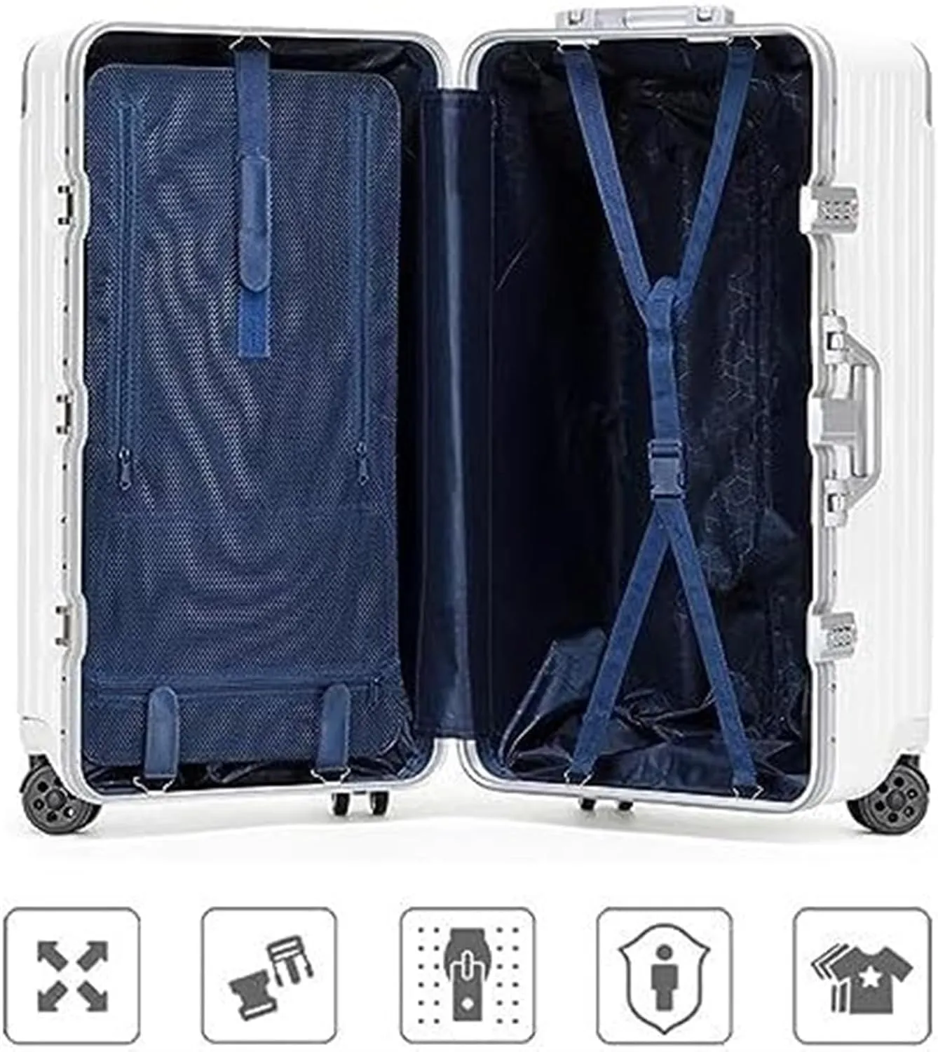 Carry-on Suitcase Luggage Carry On Luggage Hardshell With Aluminum Frame,Spinner Wheels Lock Suitcase Checked Luggage Carry-on Suitcases Carry On Luggages (Color : F, Size : 24in)