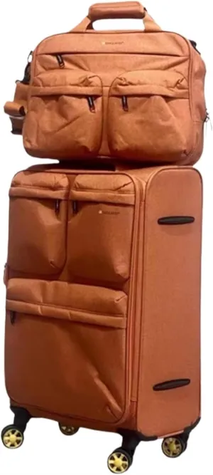 Carry-on Suitcase Luggage Expandable Rolling Upright Luggage, 2-Piece Set,Spinner Wheels,TSA Lock For Travel Carry-on Suitcases Carry On Luggages (Color : Orange, Size : 20in)