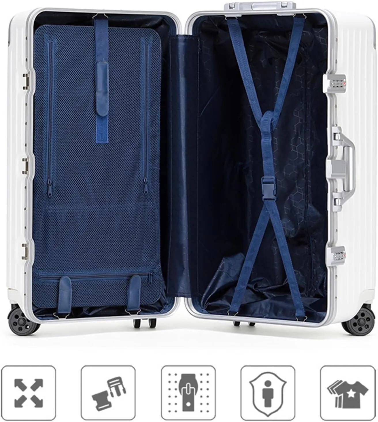 Carry-on Suitcase Luggage Luggage 24inch Wide Handle Suitcase,Hardshell With Aluminum Frame,Spinner Wheels TSA Lock Carry-on Suitcases Carry On Luggages (Color : A, Size : 24inch)