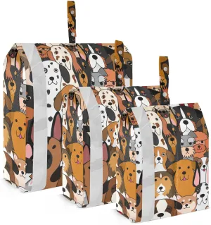 Cartoon Dogs Packing Cubes Set of 3, Lightweight Travel Luggage Organizers Foldable Bags for Easy Packing and Organization
