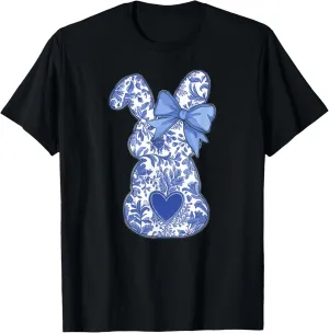 Chinoiserie Easter Blue Toile Vintage Boho Floral Women T-Shirt