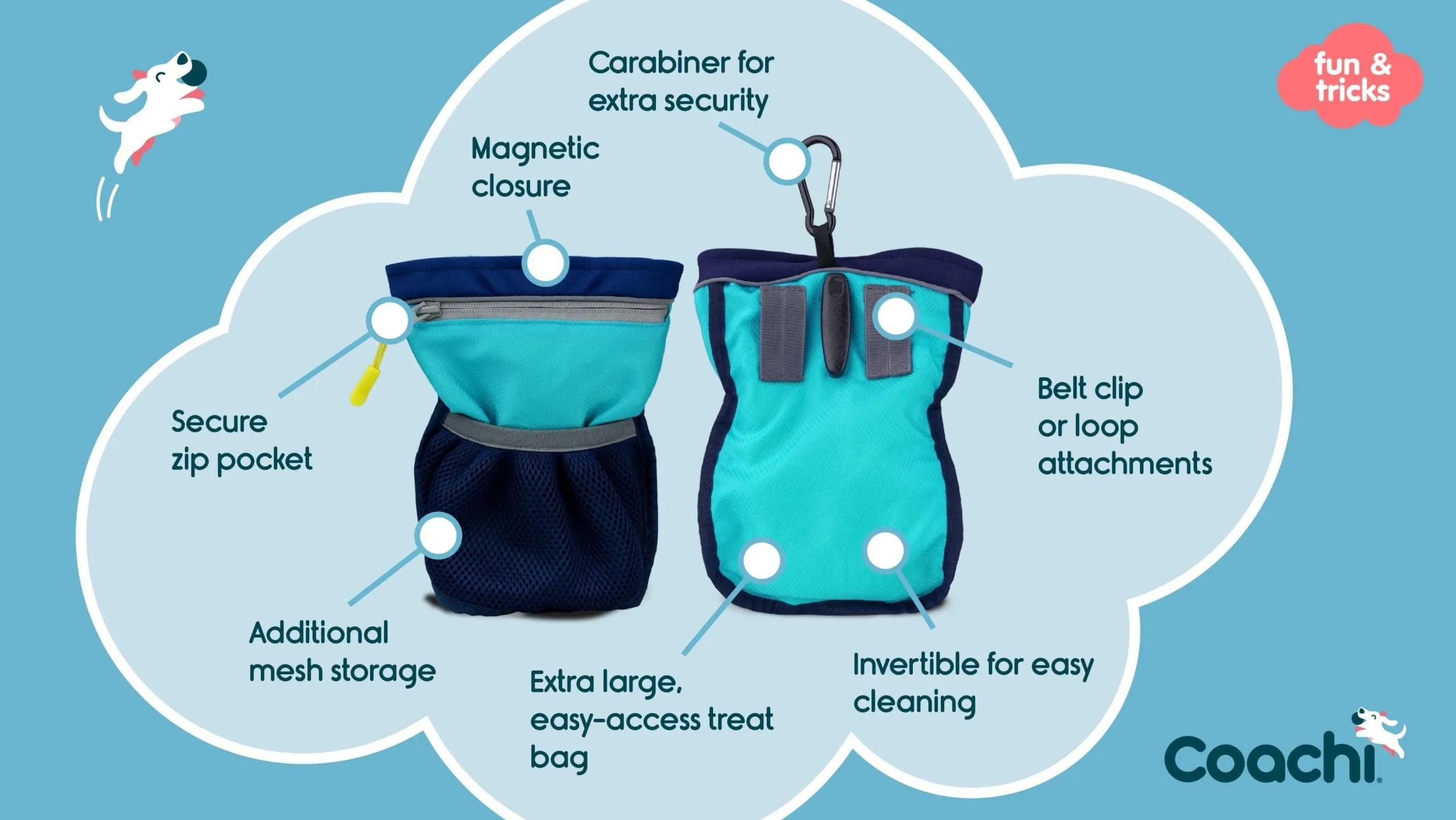 Coachi Pro Train & Treat Bag (Navy & Coral/ Navy & Light Blue)