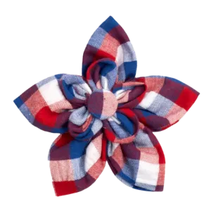 Collar Flower | Red, White, & Blue Check