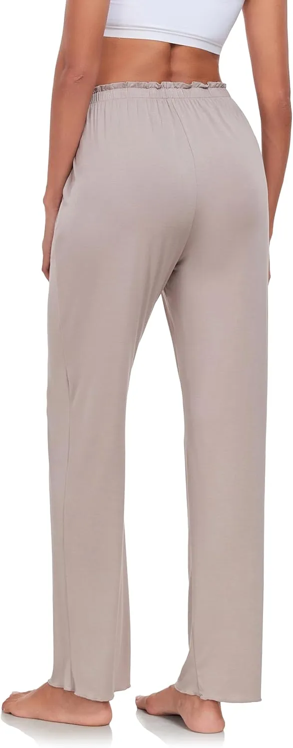 COLORFULLEAF Women's Bamboo Rayon Pajamas Pants Wide Leg Yoga Pants Casual Loose Cozy Sweatpants with Pockets