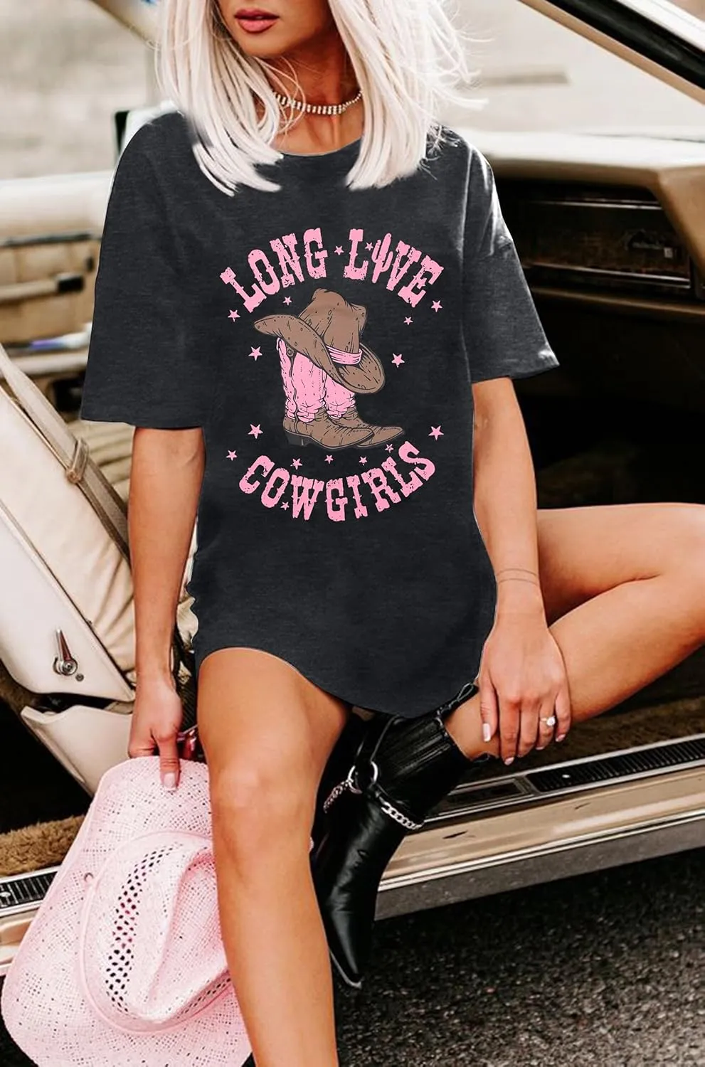 Cowgirl Shirts for Women Western Cowgirls Oversized T Shirt Retro Country Music Tee Casual Short Sleeve Tops
