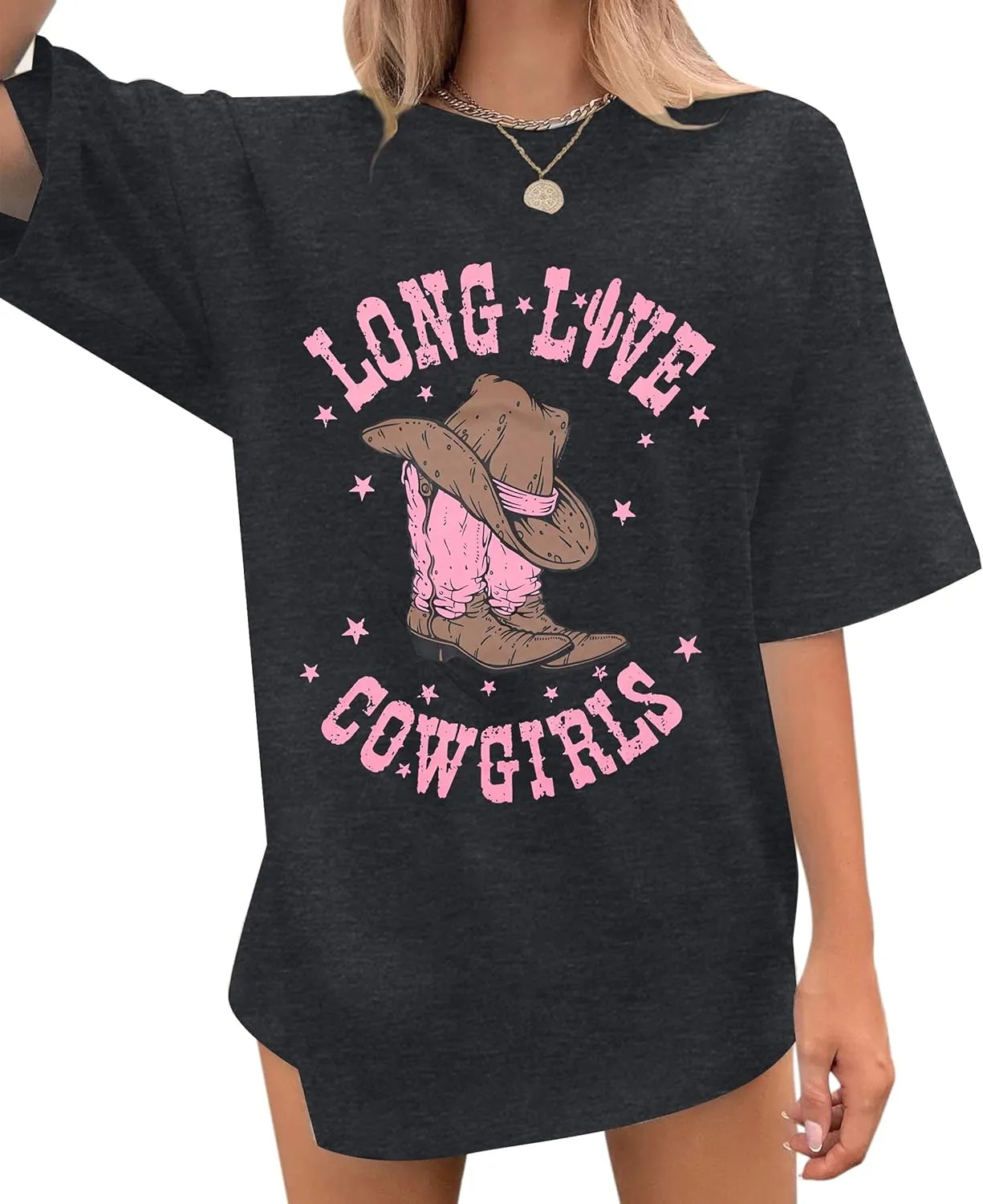 Cowgirl Shirts for Women Western Cowgirls Oversized T Shirt Retro Country Music Tee Casual Short Sleeve Tops