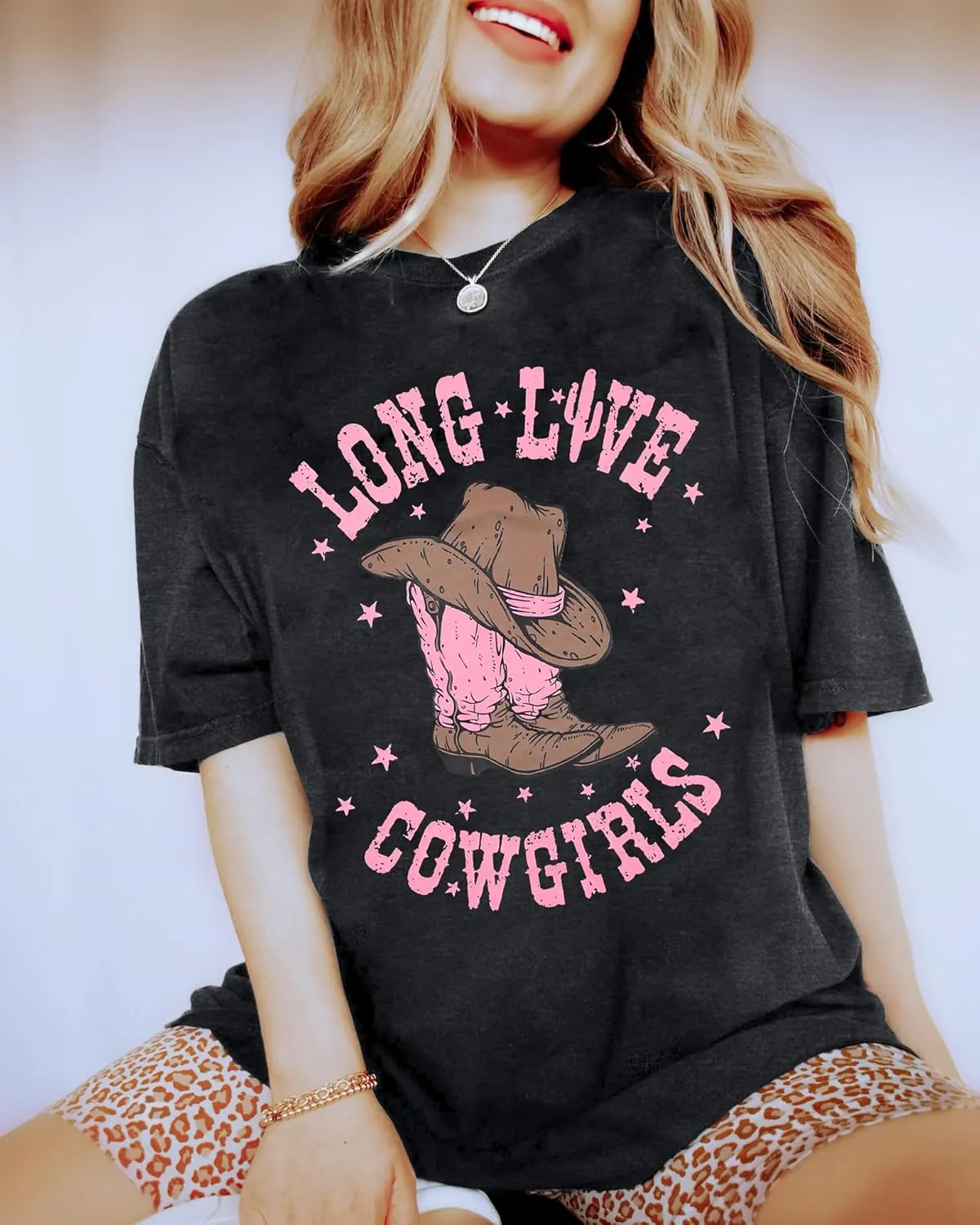Cowgirl Shirts for Women Western Cowgirls Oversized T Shirt Retro Country Music Tee Casual Short Sleeve Tops