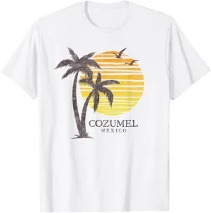 Cozumel Mexico Souvenir Beach Sunset Vintage Womens Mens T-Shirt