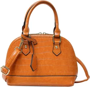 Crocodile Pattern Leather Dome Crossbody Bag for Women - Stylish Top Handle Satchel Handbag & Versatile Shoulder Tote