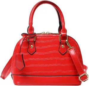 Crocodile Pattern Leather Dome Crossbody Bag for Women - Stylish Top Handle Satchel Handbag & Versatile Shoulder Tote
