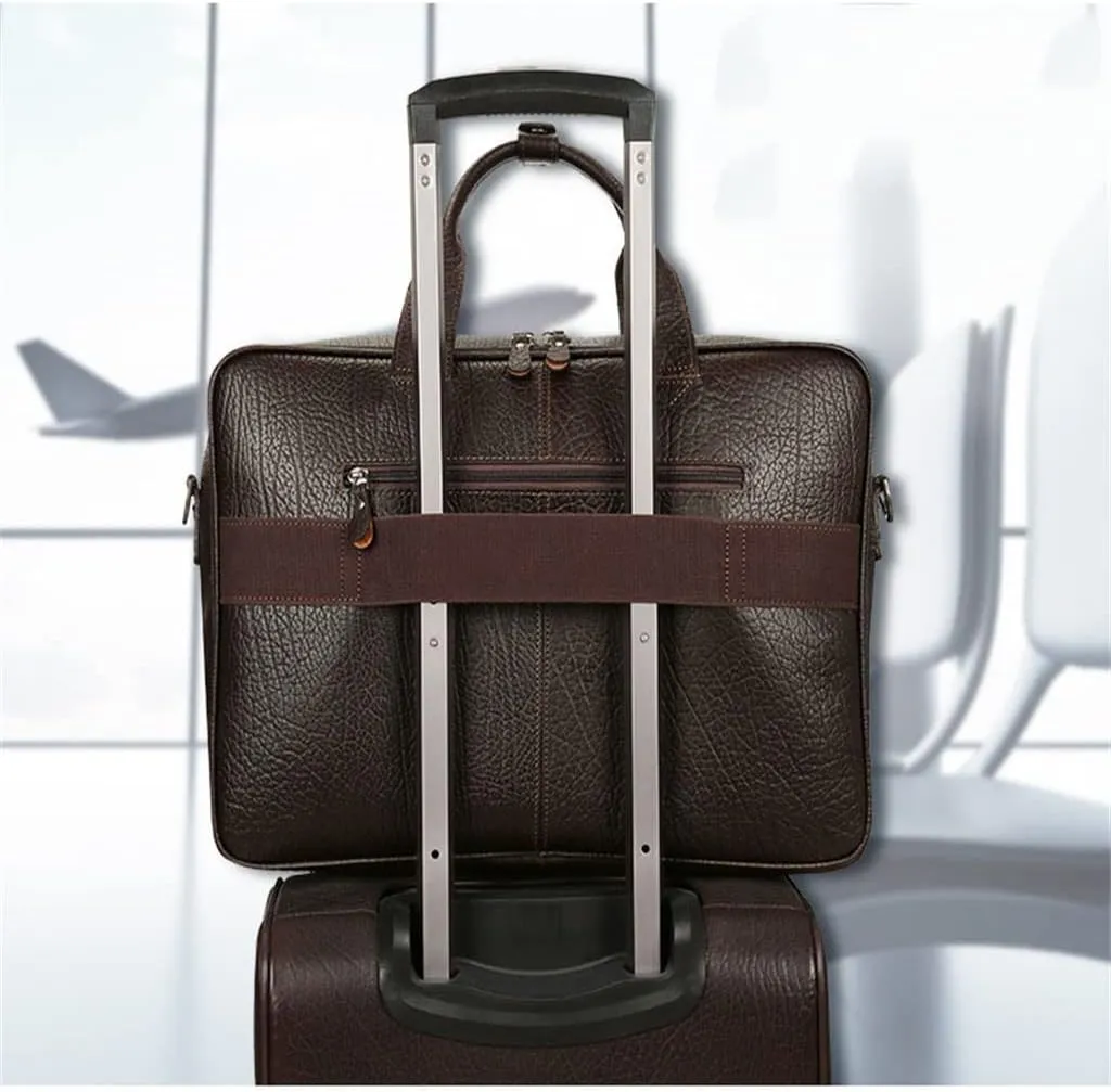CSCDD Men's Leather Briefcase Business Travel Business Trip Handbag 15.6 Computer Bag(E)