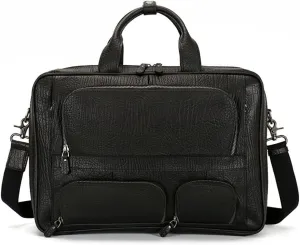 CSCDD Men's Leather Briefcase Business Travel Business Trip Handbag 15.6 Computer Bag(E)