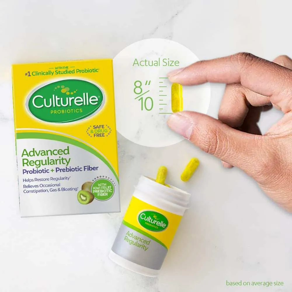 Culturelle Advanced Regularity Daily Probiotic   Prebiotic Fiber Capsules - 30 Ct