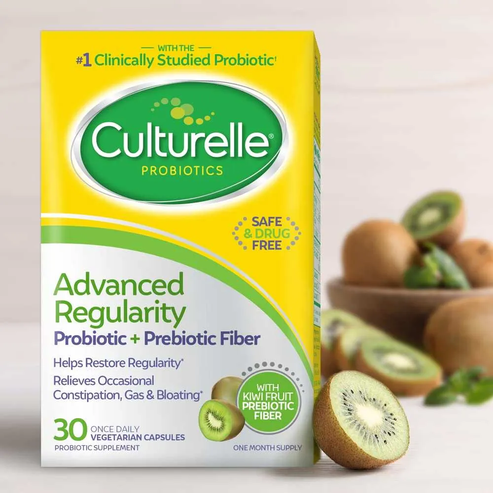 Culturelle Advanced Regularity Daily Probiotic   Prebiotic Fiber Capsules - 30 Ct