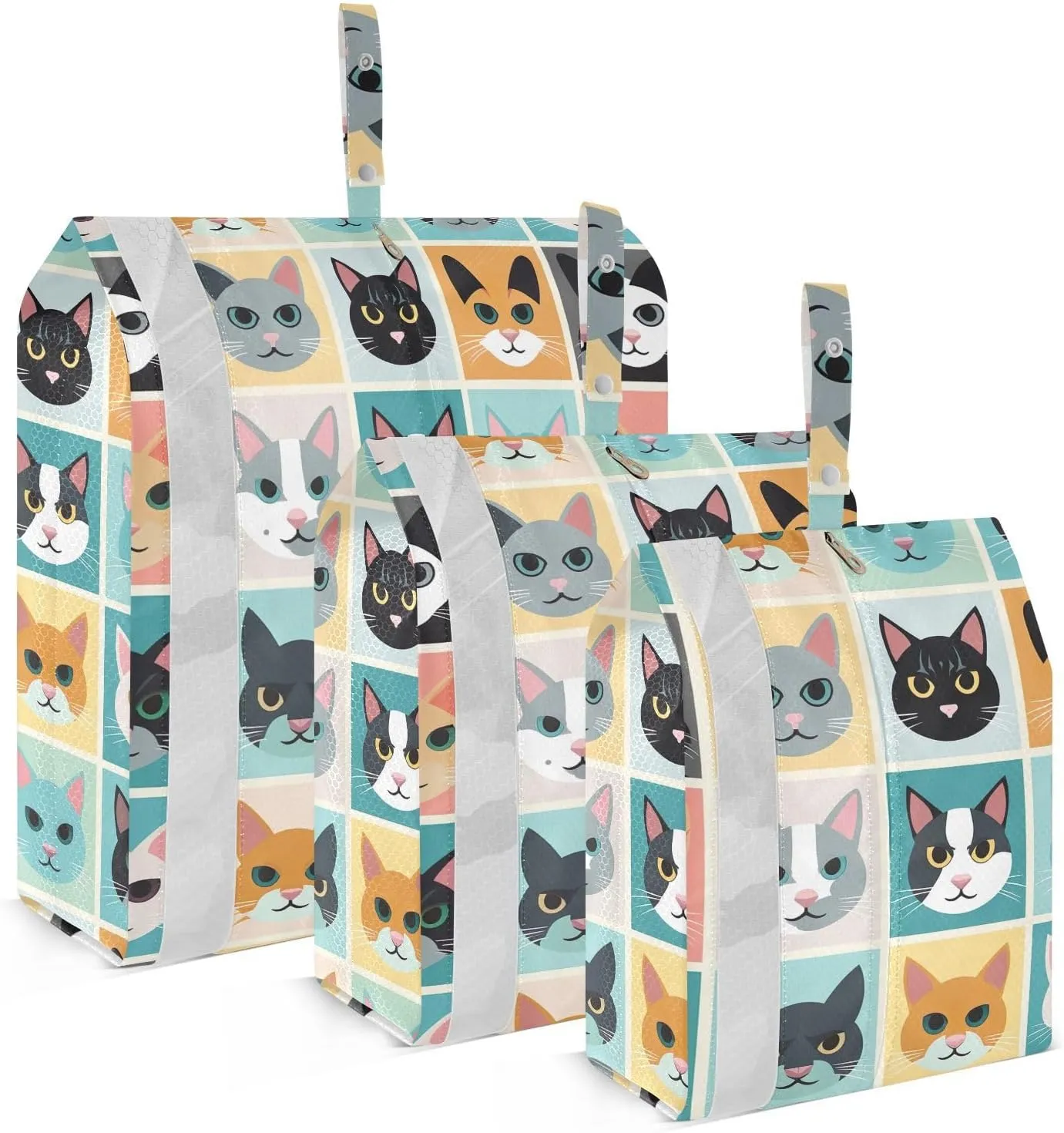 Cute Cat Face Packing Cubes for Travel 3 Set Compression Cubes Luggage Organizers for Easy Packing