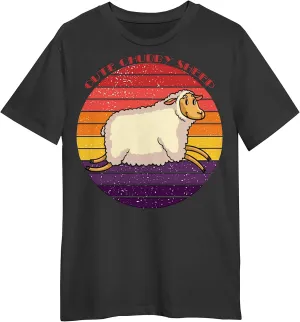 Cute Chubby Sheep Retro Sunset T-Shirt, Gift Cute Chubby Sheep Retro Sunset T-Shirt, Funny Cute Chubby Sheep Retro Sunset T-Shirt Black