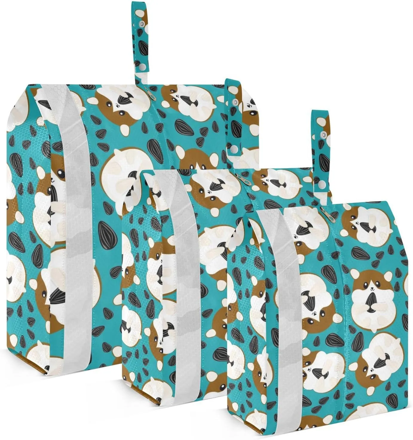 Cute Hamsters Packing Cubes Set of 3, Lightweight Travel Luggage Organizers Foldable Bags for Easy Packing and Organization