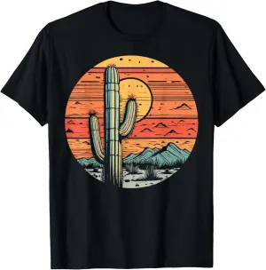 cute vintage retro sunset saguaro cactus cacti desert plants T-Shirt