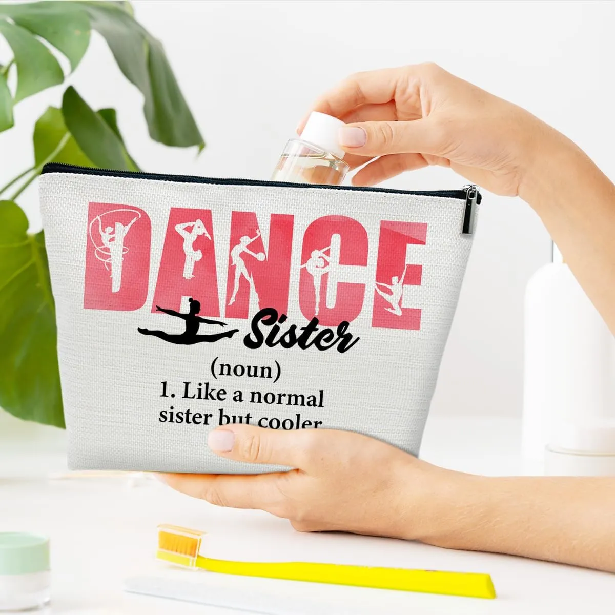 Dance Sister Gifts Makeup Bag, Cool Gifts for Ballet Dancers Women, Big Little Sister Stuff, Teans Stuff Accessories, Makeup Cosmetic Bags for Purse
